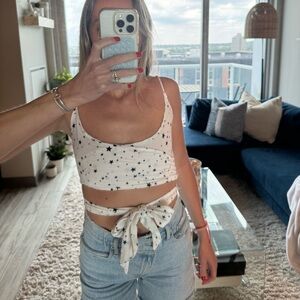 Tied White Cropped Tank Top